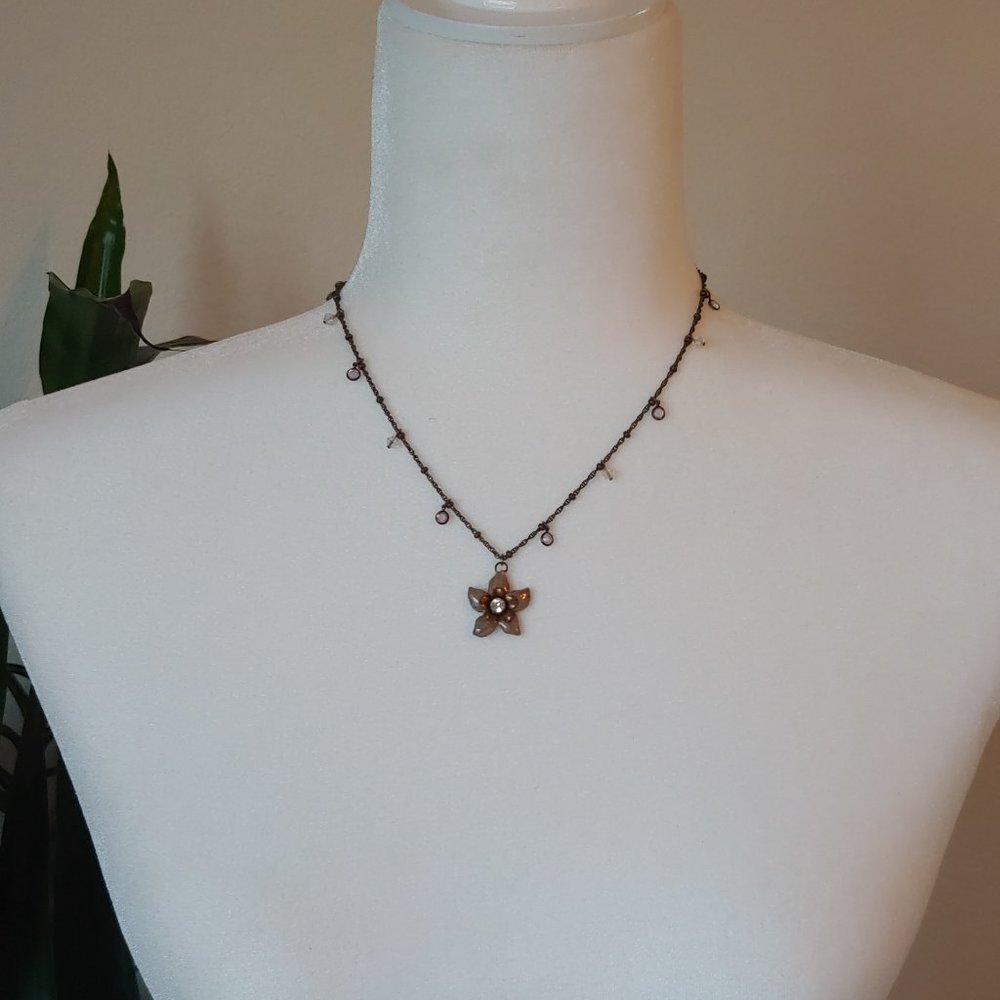 Liz Palacios Necklace - Gold Enamel Flower - Picture 2 of 4